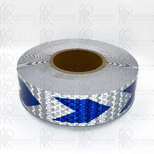 شبرنگ لانه زنبوری فلش دار آبی و نقره ای (5cm×45m)