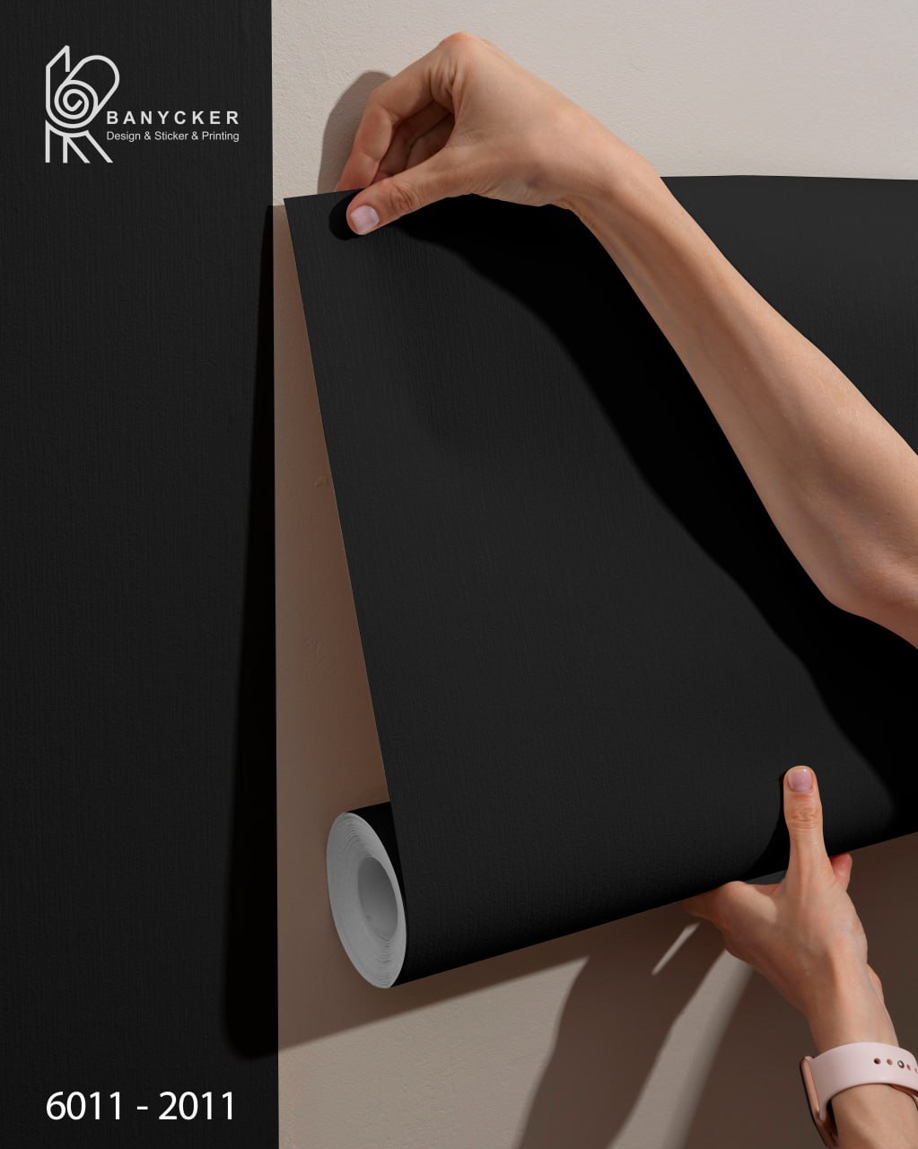 برچسب روزرنگ براق مشکی کد 6011 عرض 60