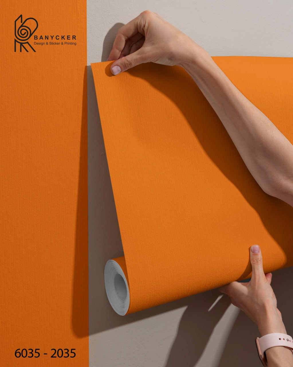 برچسب روزرنگ براق نارنجی کد 6035 عرض 60