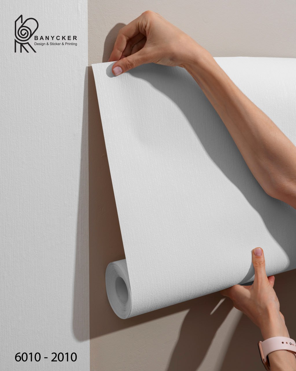 برچسب روزرنگ براق سفید کد 6010 عرض 60