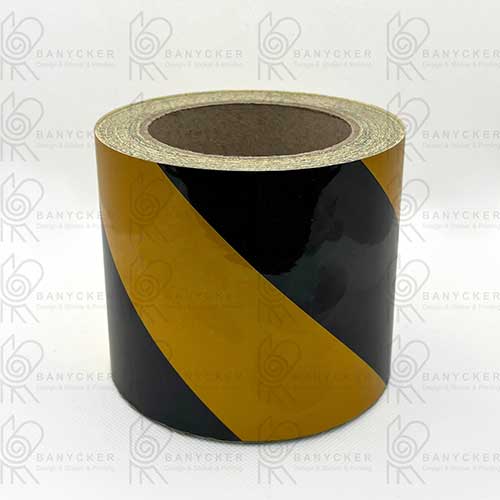 برچسب نواری شبرنگ مشکی و زرد (10cm×20m)