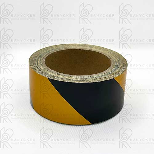 برچسب نواری شبرنگ مشکی و زرد (5cm×20m)