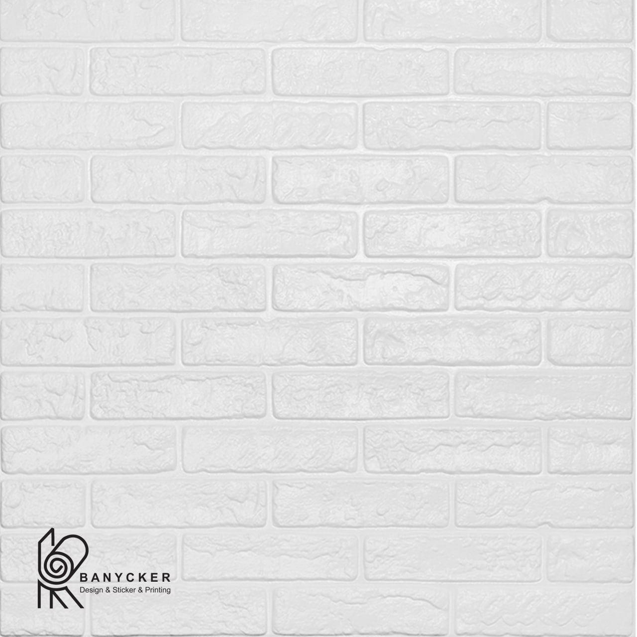 برچسب دیواری فومی طرح آجر بهمنی 12 رج رنگ سفید مات کد B010