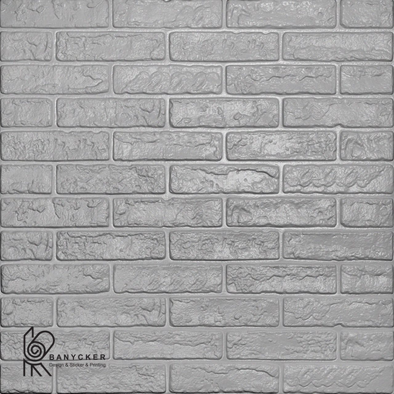 برچسب دیواری فومی طرح آجر بهمنی 12 رج رنگ نقره ای کد B017
