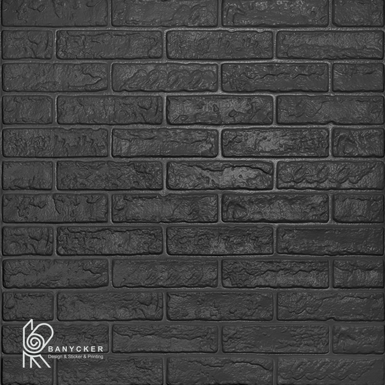 برچسب دیواری فومی طرح آجر بهمنی 12 رج مشکی کد B020