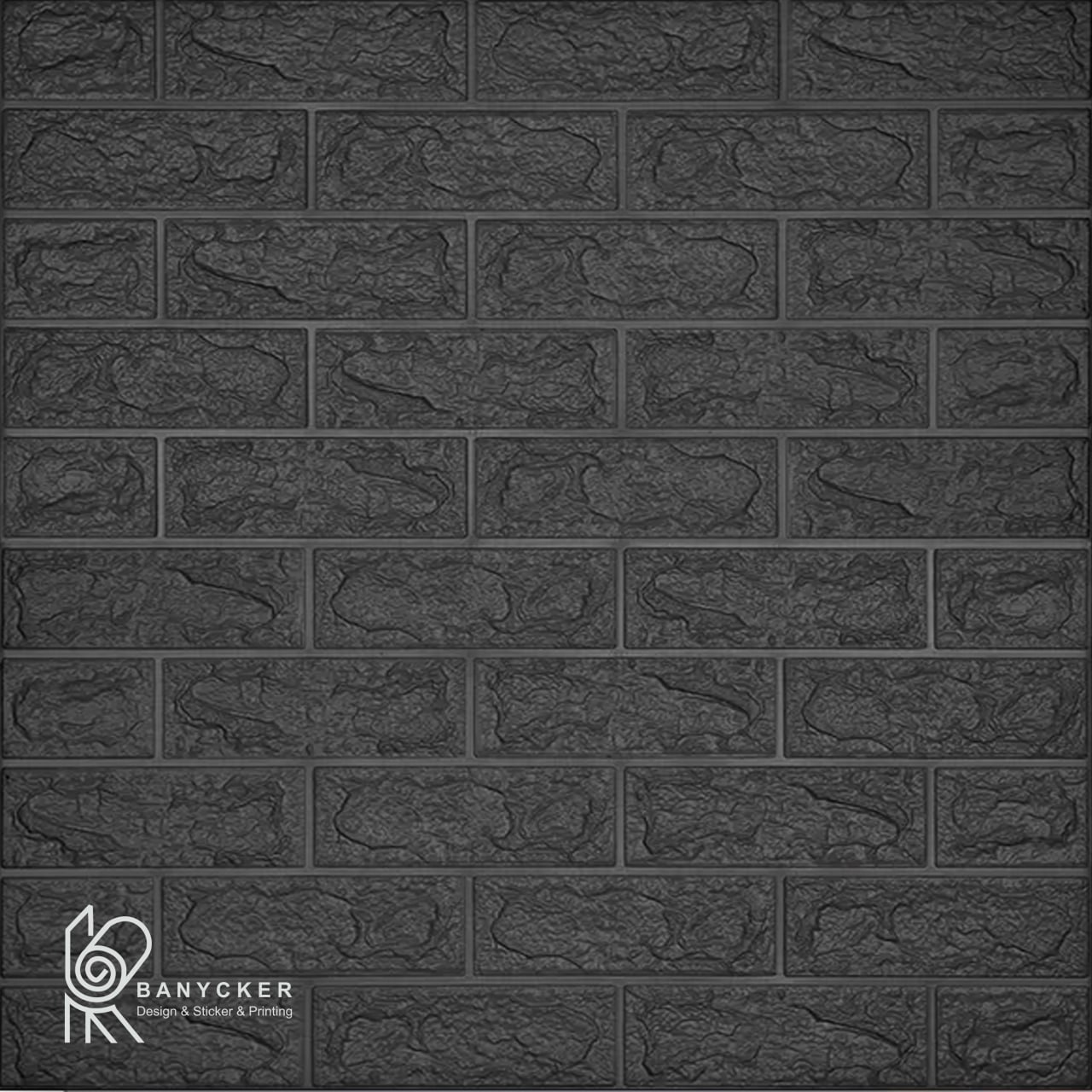 برچسب دیواری فومی طرح آجر کلاسیک رنگ مشکی کد C020