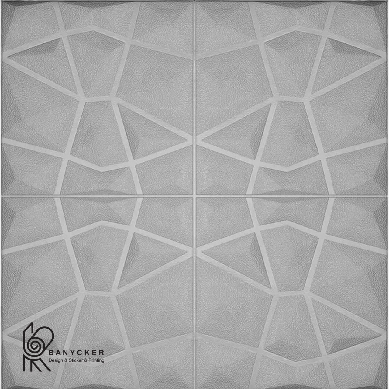 برچسب دیواری فومی طرح کریستال رنگ نقره ای کد Cr017