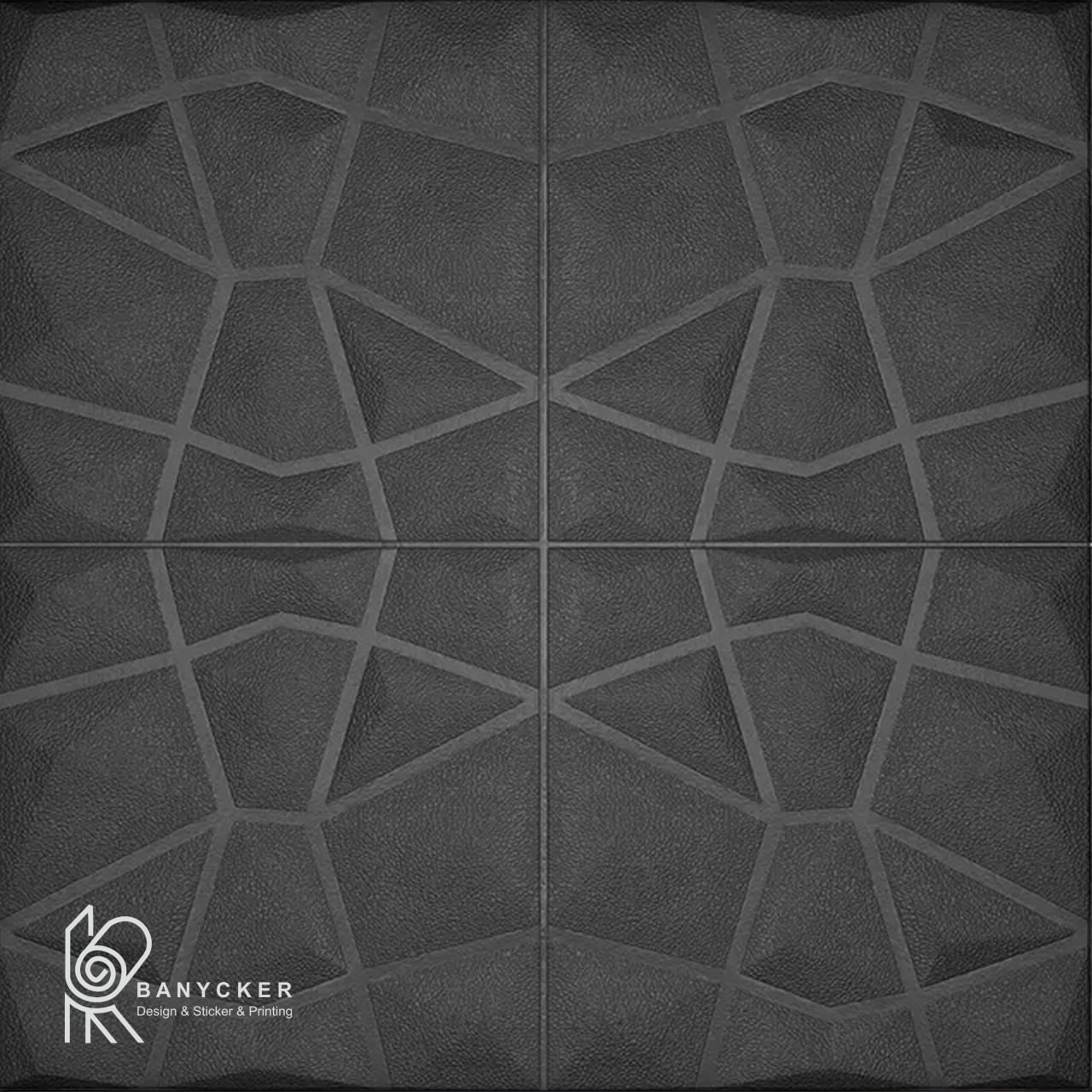 برچسب دیواری فومی طرح کریستال رنگ مشکی کد Cr020