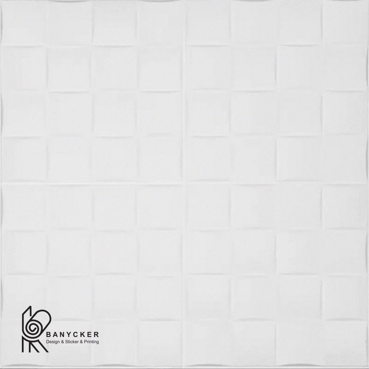 برچسب دیواری فومی طرح مربع مشبک رنگ سفید کد S010