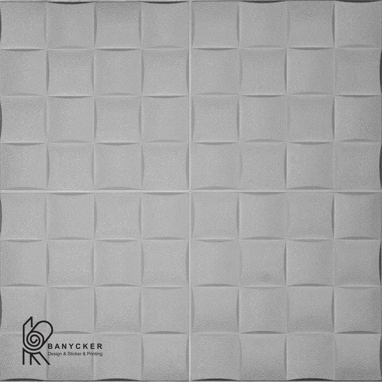 برچسب دیواری فومی طرح مربع مشبک رنگ نقره ای کد S017