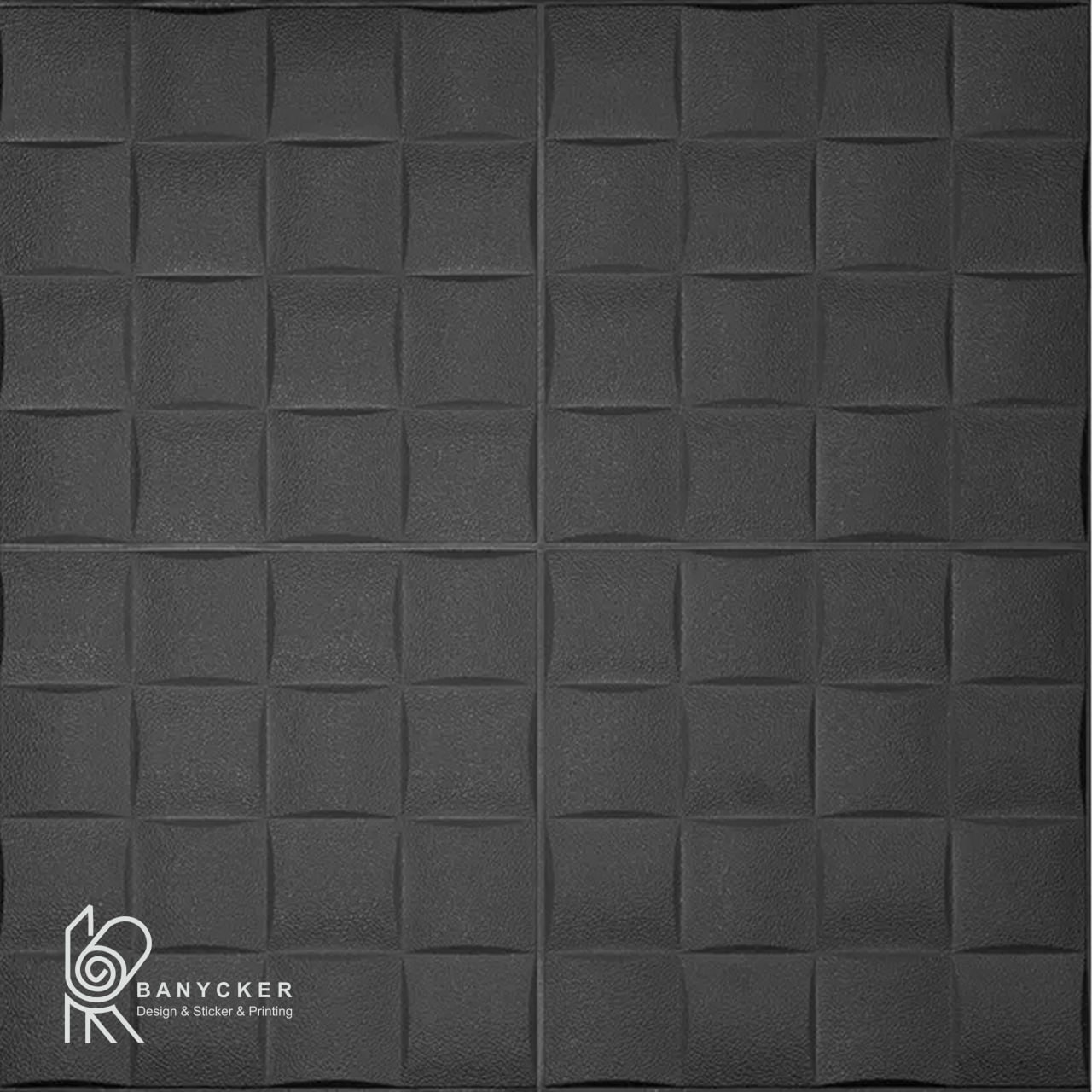 برچسب دیواری فومی طرح مربع مشبک رنگ مشکی کد S020