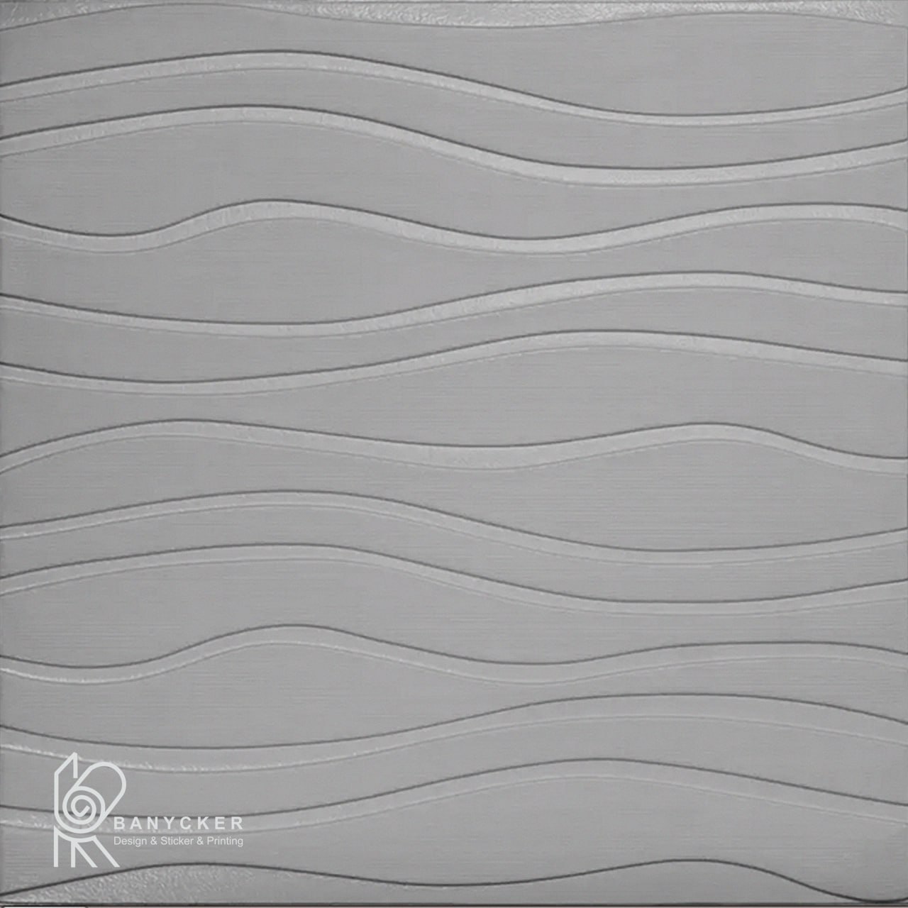 برچسب دیواری فومی طرح موج رنگ نقره ای کد W017