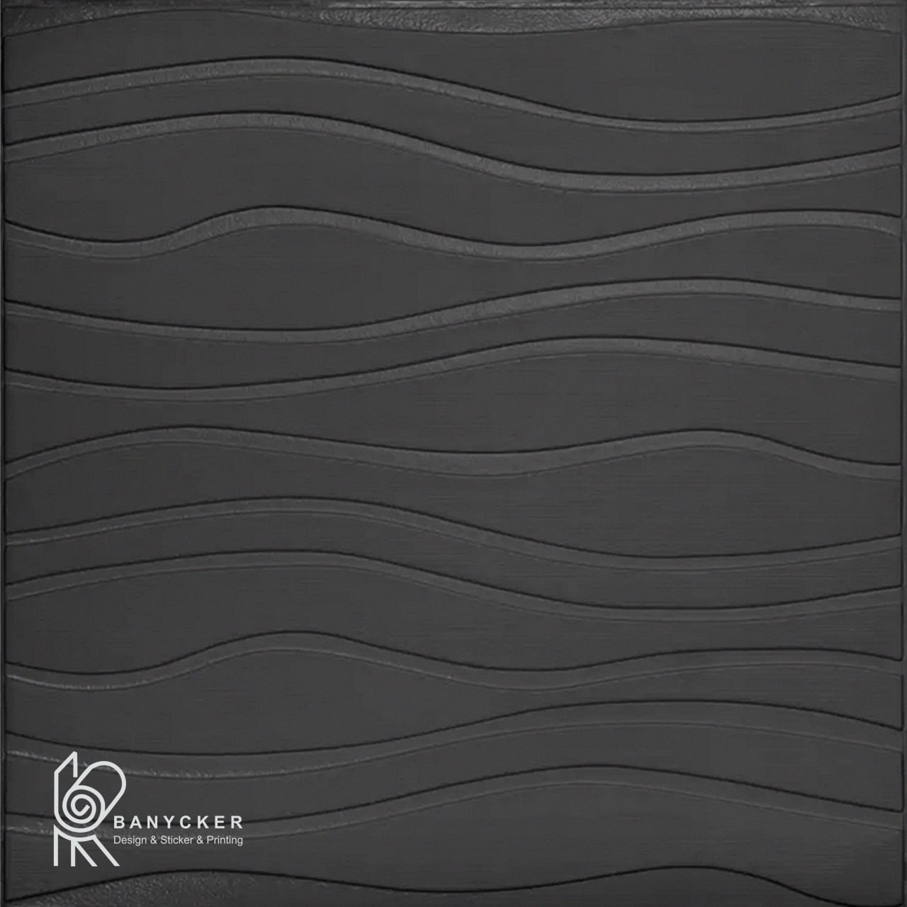 برچسب دیواری فومی طرح موج رنگ مشکی کد W020